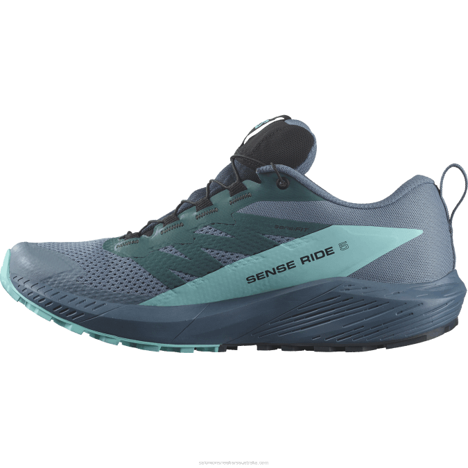 Men\'s Trail Running Shoes - Sense Ride 5 Gore-Tex V42L1445 Salomon Carbon/Blue Radiance/China Blue - Salomon sneakers Australia