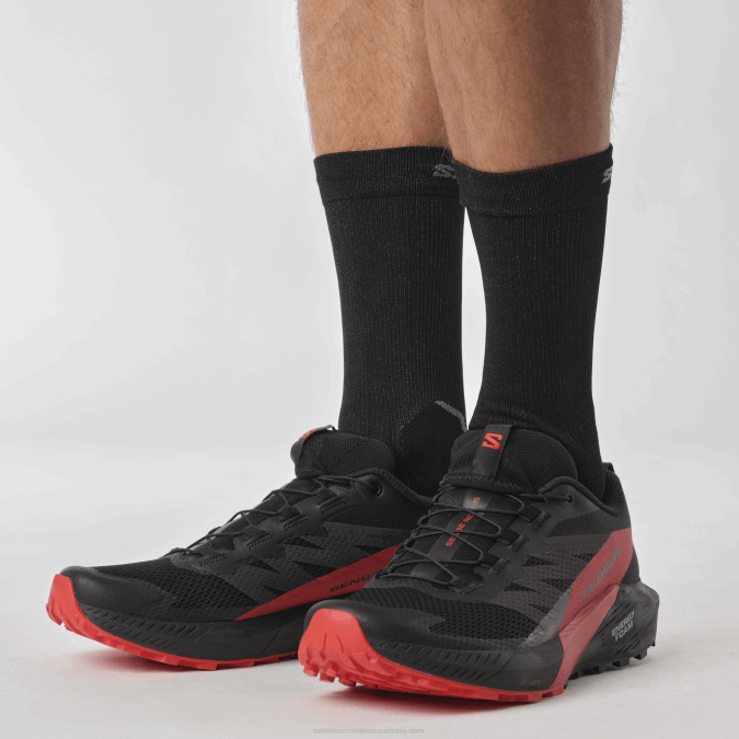 Men\'s Trail Running Shoes - Sense Ride 5 V42L1432 Salomon Black/Fiery Red - Salomon Australia