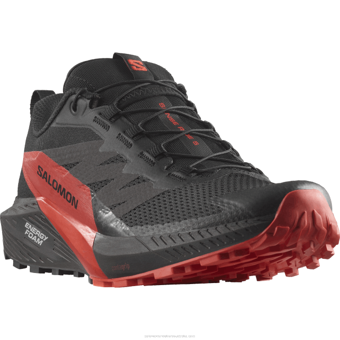 Men\'s Trail Running Shoes - Sense Ride 5 V42L1432 Salomon Black/Fiery Red - Salomon Australia