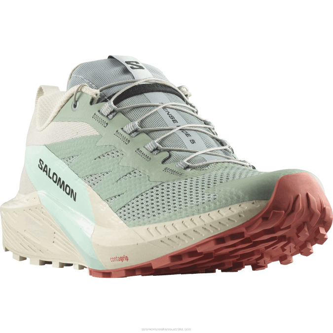 Men\'s Trail Running Shoes - Sense Ride 5 V42L1433 Salomon Lily Pad/Rainy Day/Bleached Aqua - Salomon sneakers Australia