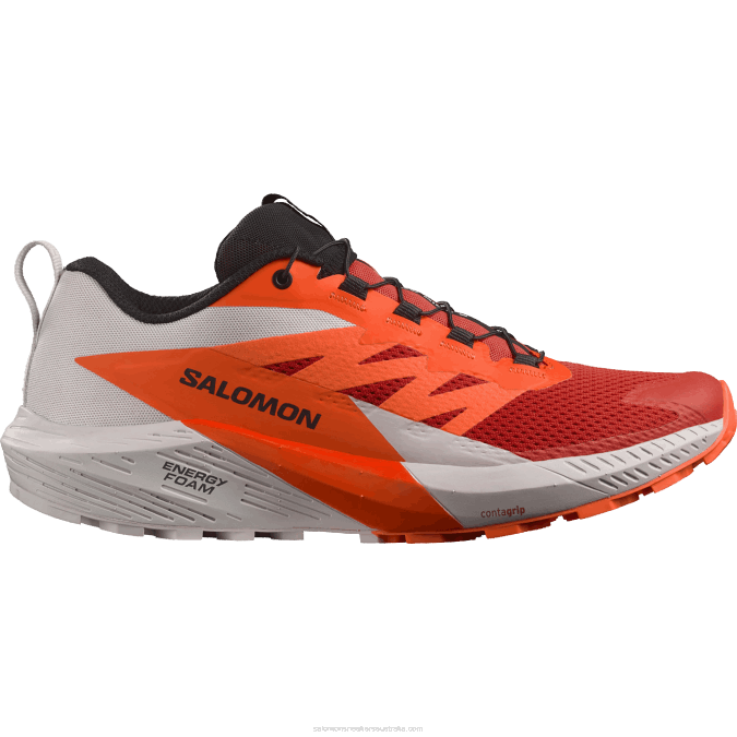 Men's Trail Running Shoes - Sense Ride 5 V42L1434 Salomon Lunar Rock/Shocking Orange/Fiery Red - Salomon shoes