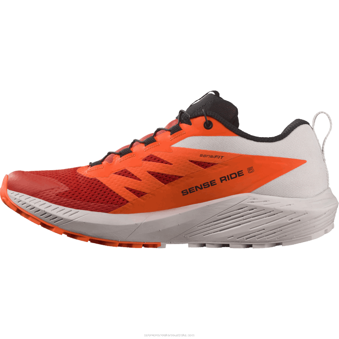 Men\'s Trail Running Shoes - Sense Ride 5 V42L1434 Salomon Lunar Rock/Shocking Orange/Fiery Red - Salomon shoes