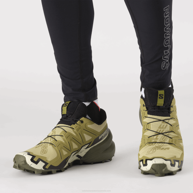 Men\'s Trail Running Shoes - Speedcross 6 V42L1450 Salomon Leek Green/Black/Bleached Sand - Salomon Australia