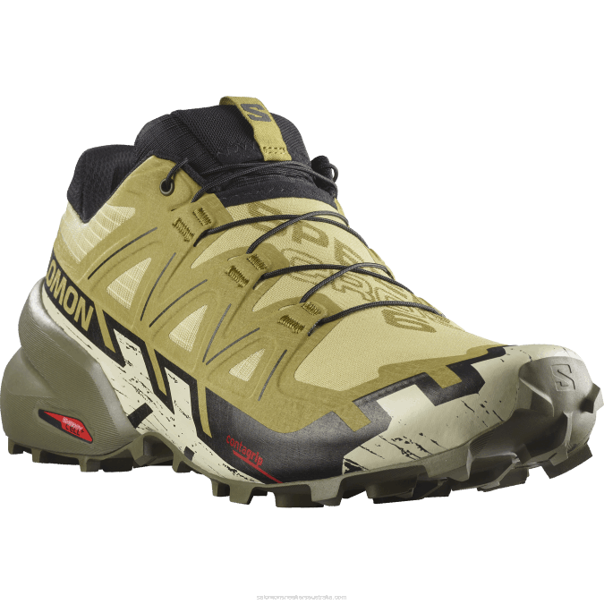 Men\'s Trail Running Shoes - Speedcross 6 V42L1450 Salomon Leek Green/Black/Bleached Sand - Salomon Australia