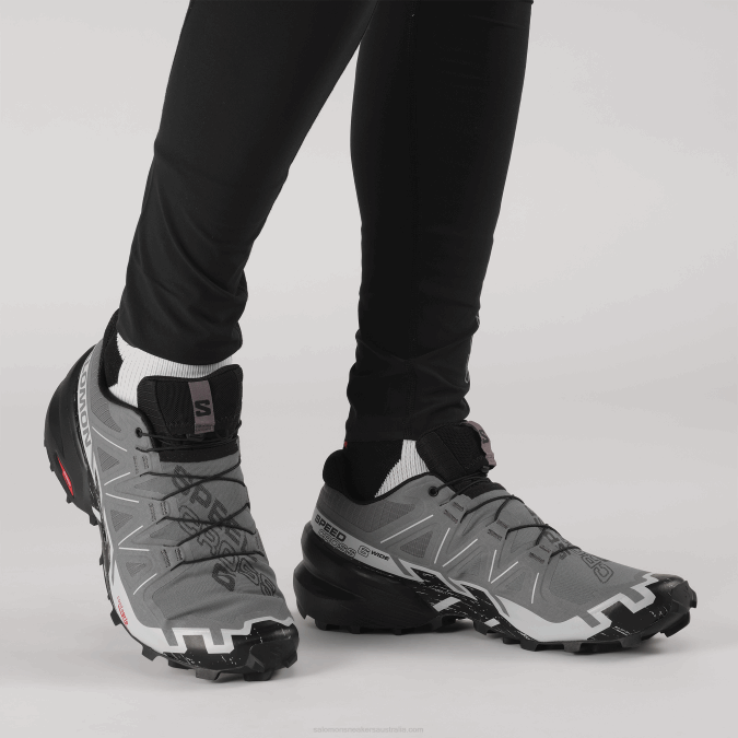 Men\'s Trail Running Shoes - Speedcross 6 Wide V42L1470 Salomon Quiet Shade/Black/Pearl Blue - Salomon sneakers Australia