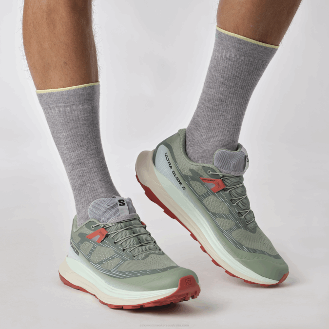 Men\'s Trail Running Shoes - Ultra Glide 2 V42L1440 Salomon Lily Pad/Bleached Aqua/Hot Sauce - Salomon shoes