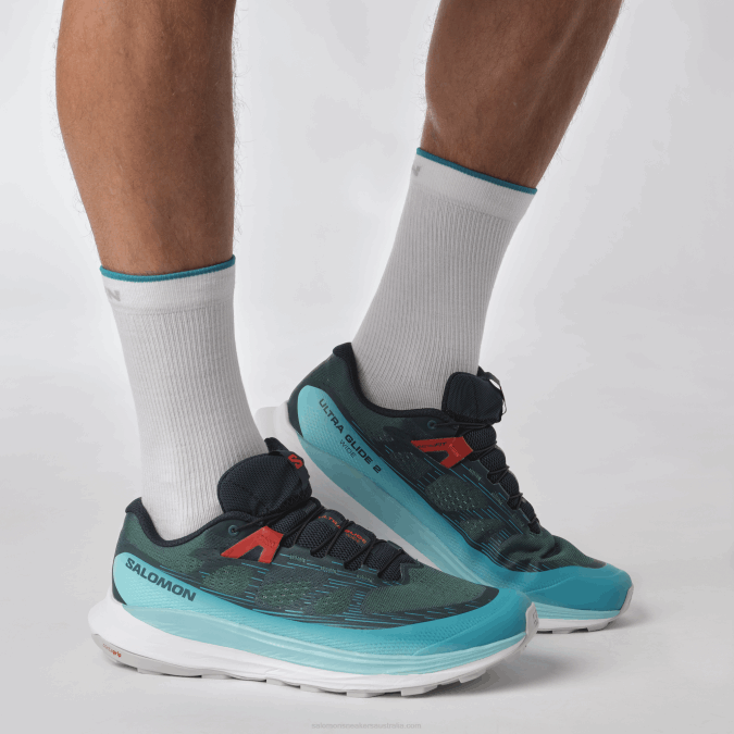 Men\'s Trail Running Shoes - Ultra Glide 2 Wide V42L1469 Salomon Atlantic Deep/Blue Radiance/Fiery Red - Salomon Australia