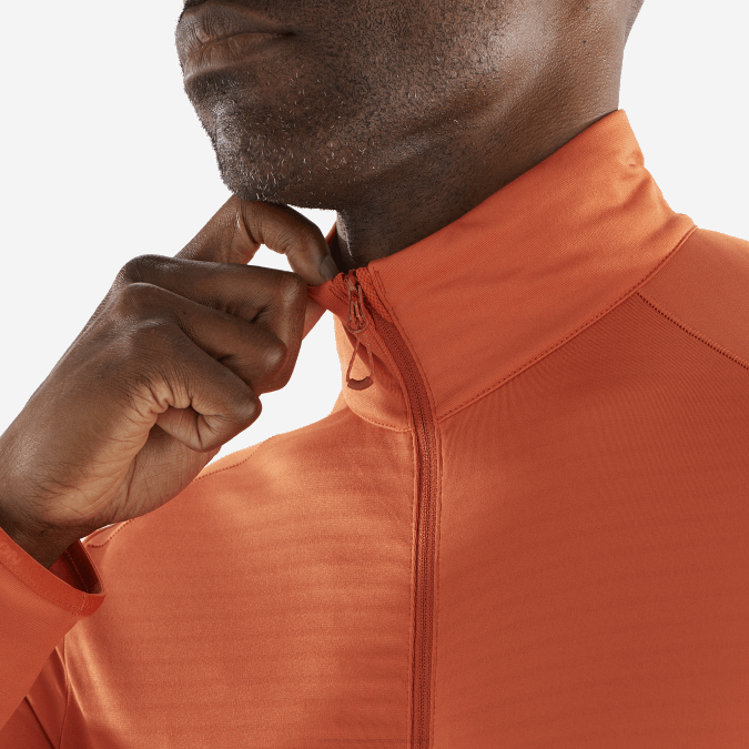 Men\'s Full Zip Midlayer Jacket - Essential Lightwarm V42L553 Salomon Burnt Ochre - Salomon Australia