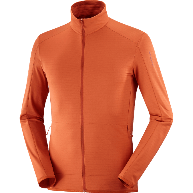 Men\'s Full Zip Midlayer Jacket - Essential Lightwarm V42L553 Salomon Burnt Ochre - Salomon Australia
