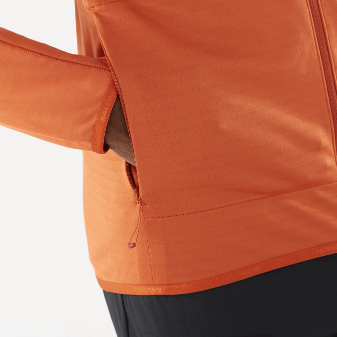 Men\'s Full Zip Midlayer Jacket - Essential Lightwarm V42L553 Salomon Burnt Ochre - Salomon Australia