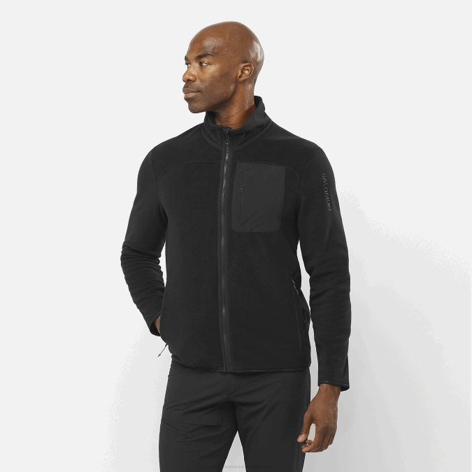 Men's Full Zip Midlayer Jacket - Outline Polartec V42L535 Salomon Deep Black - Salomon sneakers Australia