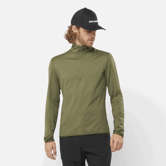 Men's Half Zip Midlayer - Essential Lightwarm V42L547 Salomon Grape Leaf - Salomon Australia