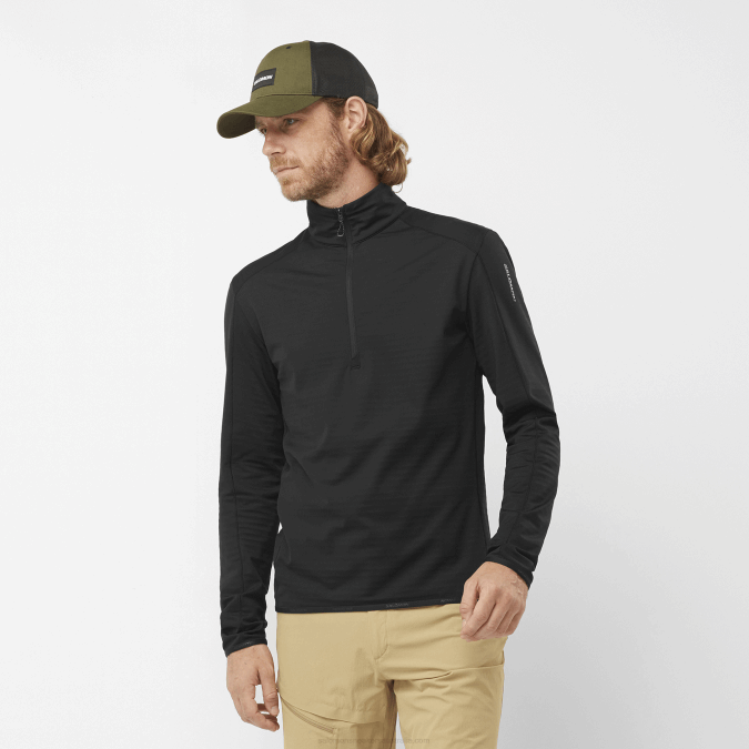 Men's Half Zip Midlayer - Essential Lightwarm V42L549 Salomon Deep Black - Salomon shoes