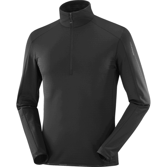 Men\'s Half Zip Midlayer - Essential Lightwarm V42L549 Salomon Deep Black - Salomon shoes
