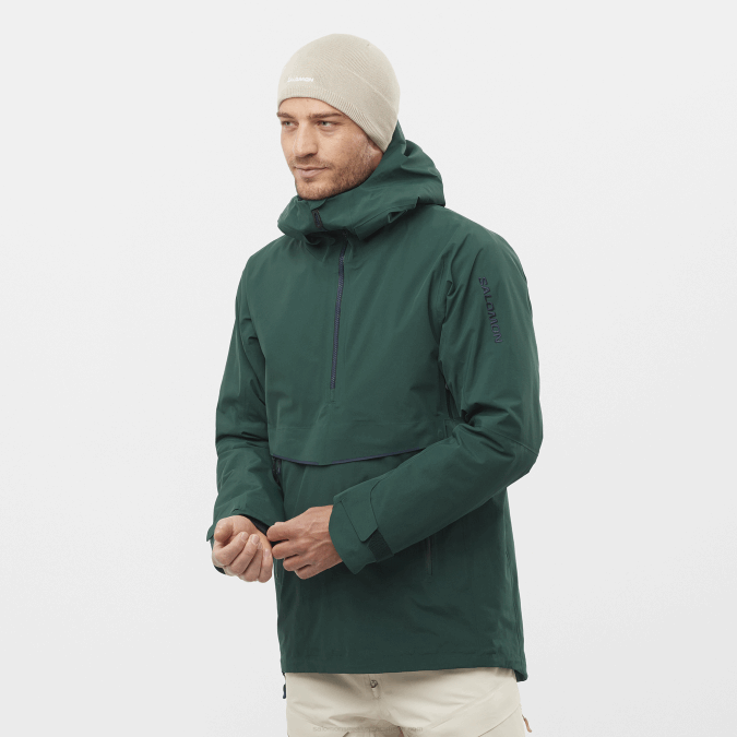 Men's Insulated Hooded Jacket - Gravity Gore-Tex Anorak V42L557 Salomon Ponderosa Pine/Night Sky - Salomon Australia