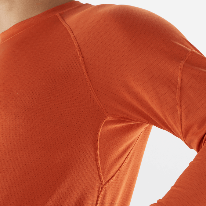 Men\'s Long Sleeve T-Shirt - Cross Run V42L536 Salomon Burnt Ochre - Salomon shoes