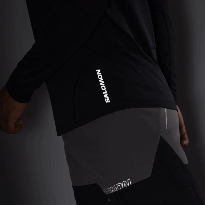 Men\'s Long Sleeve T-Shirt - Cross Run V42L539 Salomon Deep Black - Salomon Australia