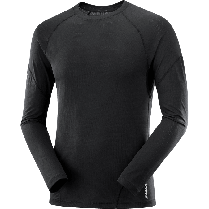 Men\'s Long Sleeve T-Shirt - Cross Run V42L539 Salomon Deep Black - Salomon Australia