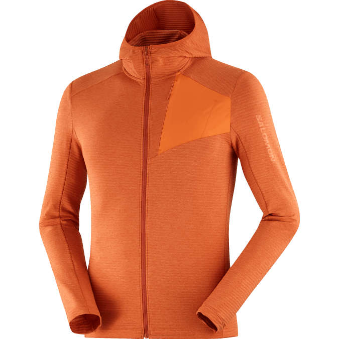 Men\'s Midlayer Jacket with hood - Essential Lightwarm Hooded V42L545 Salomon Burnt Ochre/Scarlet Ibis - Salomon sneakers Australia