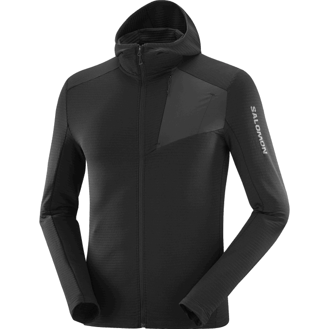 Men\'s Midlayer Jacket with hood - Essential Lightwarm Hooded V42L546 Salomon Deep Black - Salomon shoes