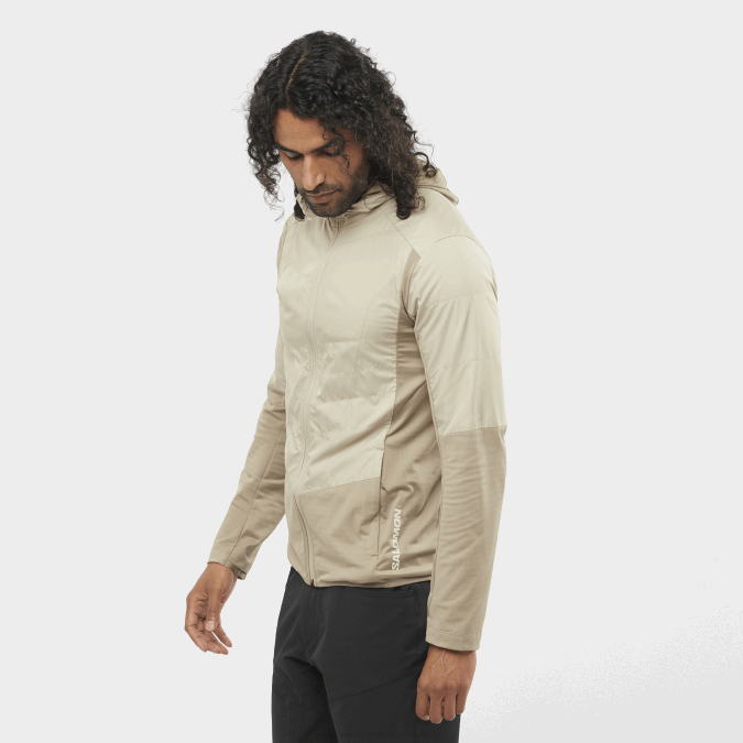 Men's Midlayer Jacket with hood - Outline All Season Hybrid V42L558 Salomon Roasted Cashew/Plaza Taupe - Salomon sneakers Australia