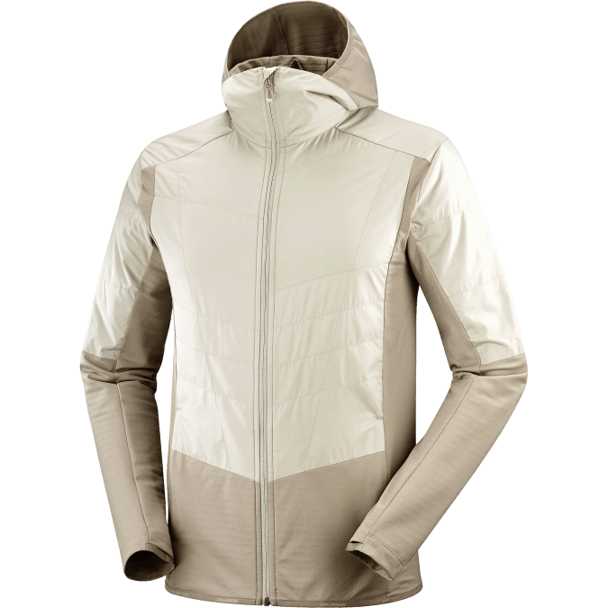 Men\'s Midlayer Jacket with hood - Outline All Season Hybrid V42L558 Salomon Roasted Cashew/Plaza Taupe - Salomon sneakers Australia