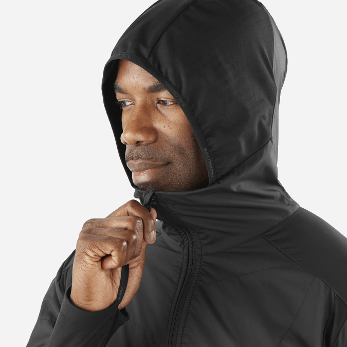 Men\'s Midlayer Jacket with hood - Outline All Season Hybrid V42L559 Salomon Deep Black - Salomon shoes