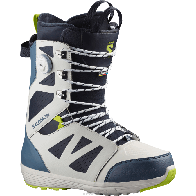 Men's Snowboard Boots - Launch Lace Sj Boa Team V42L591 Salomon Nimbus Cloud/China Blue/Acid Lime - Salomon shoes