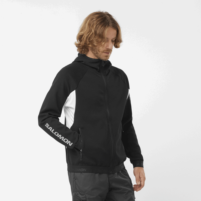 Men's Full Zip Midlayer Jacket - Equipe V42L1110 Salomon Deep Black/White - Salomon shoes