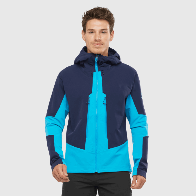 Men's Full Zip Midlayer Jacket - Outpeak Softshell V42L1109 Salomon Night Sky/Barrier Reef - Salomon shoes