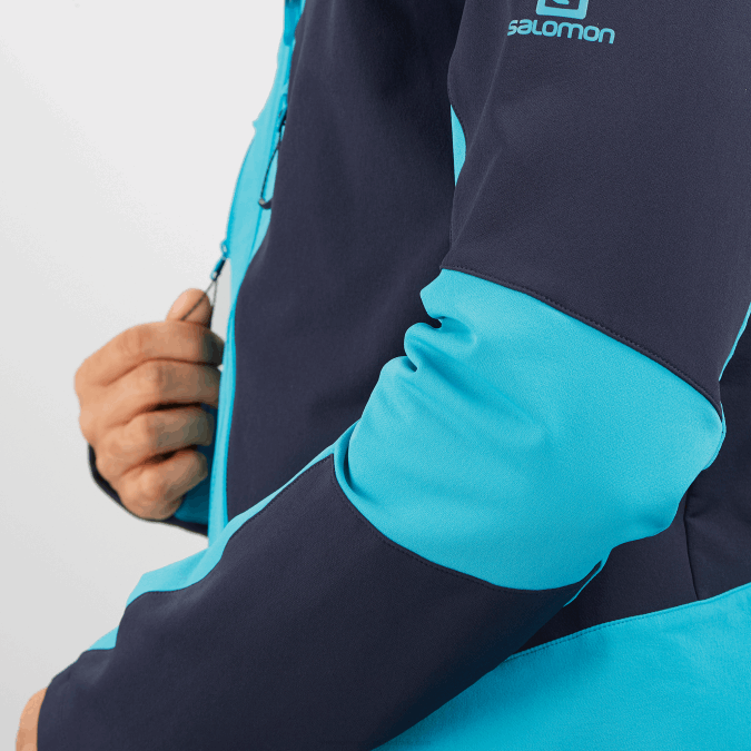 Men\'s Full Zip Midlayer Jacket - Outpeak Softshell V42L1109 Salomon Night Sky/Barrier Reef - Salomon shoes