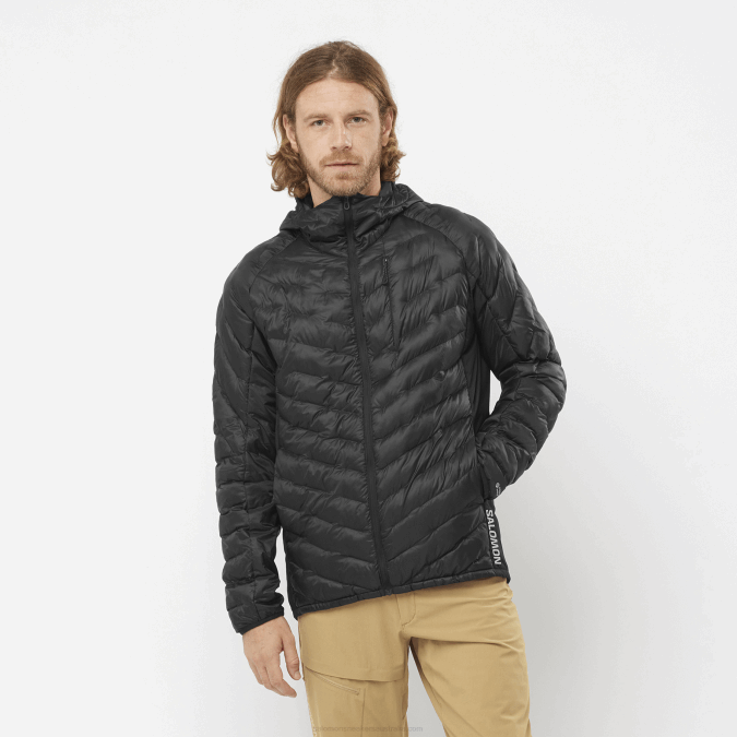 Men's Insulated Hooded Jacket - Outline Primaloft V42L1087 Salomon Deep Black - Salomon Australia