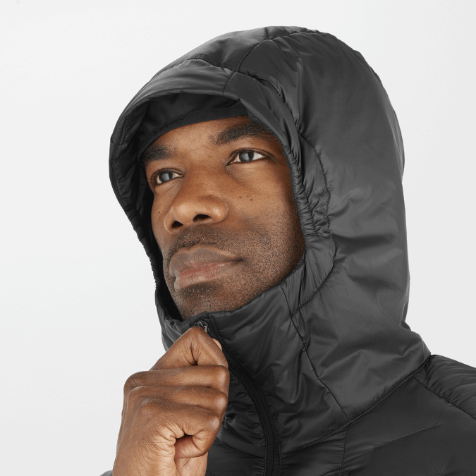 Men\'s Insulated Hooded Jacket - Outline Primaloft V42L1087 Salomon Deep Black - Salomon Australia