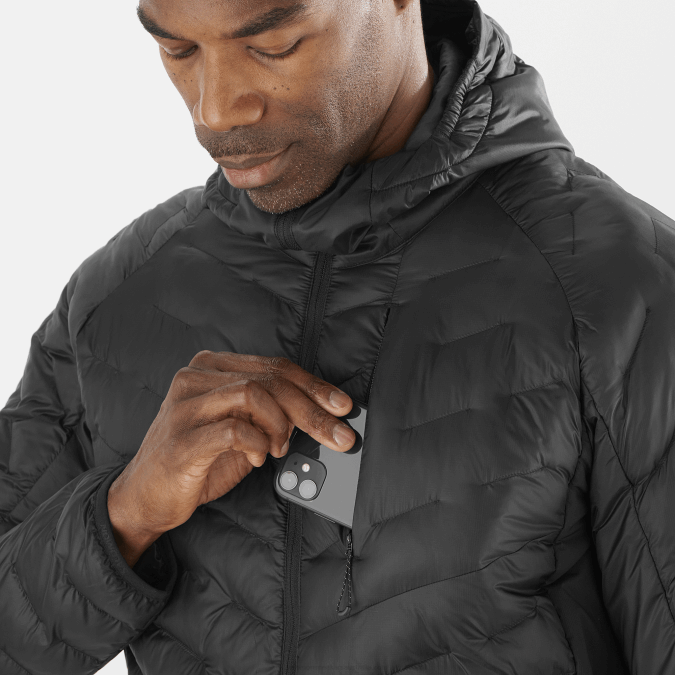 Men\'s Insulated Hooded Jacket - Outline Primaloft V42L1087 Salomon Deep Black - Salomon Australia