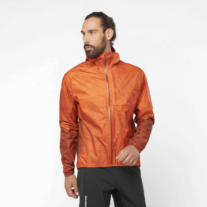 Men's Shell Jacket - Bonatti Waterproof V42L1100 Salomon Burnt Ochre/Ao/Burnt Henna - Salomon sneakers Australia