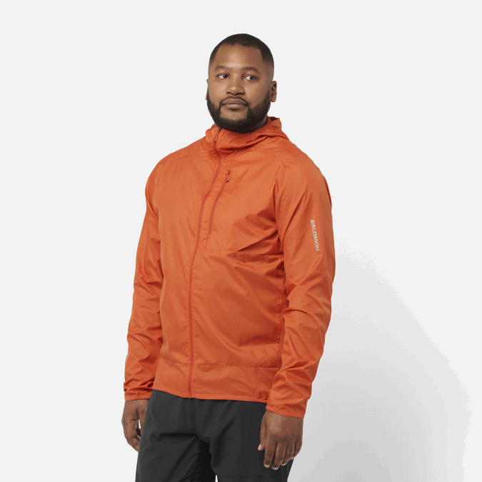 Men's Wind Jacket Hoodie - Bonatti Cross Wind V42L1091 Salomon Burnt Ochre - Salomon shoes
