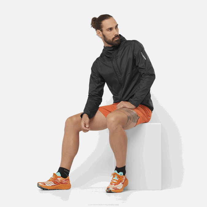 Men\'s Wind Jacket Hoodie - Bonatti Cross Wind V42L1094 Salomon Deep Black - Salomon shoes