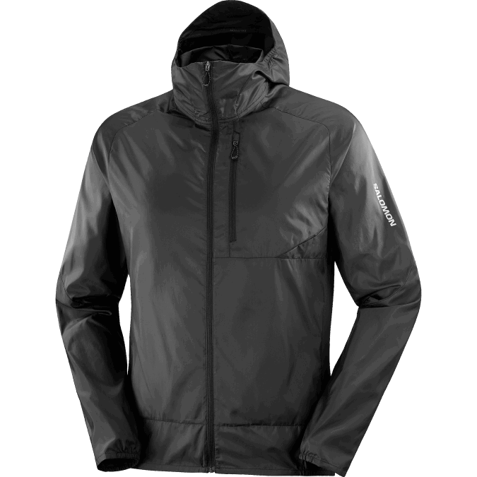 Men\'s Wind Jacket Hoodie - Bonatti Cross Wind V42L1094 Salomon Deep Black - Salomon shoes