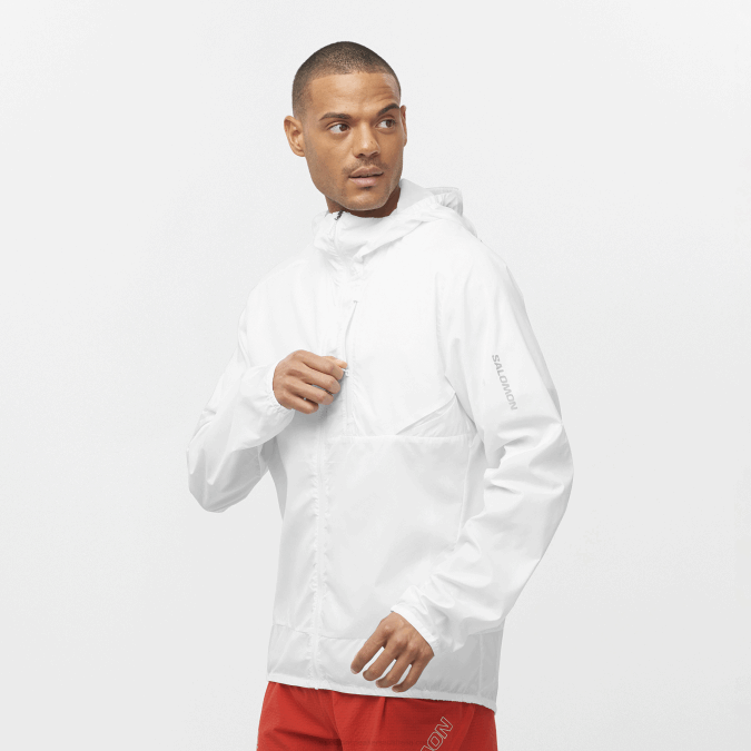 Men's Wind Jacket Hoodie - Bonatti Cross Wind V42L1098 Salomon White - Salomon shoes