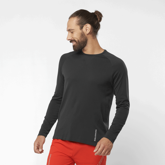 Men's Long Sleeve T-Shirt - Sense Aero Seamless V42L230 Salomon Deep Black - Salomon Australia