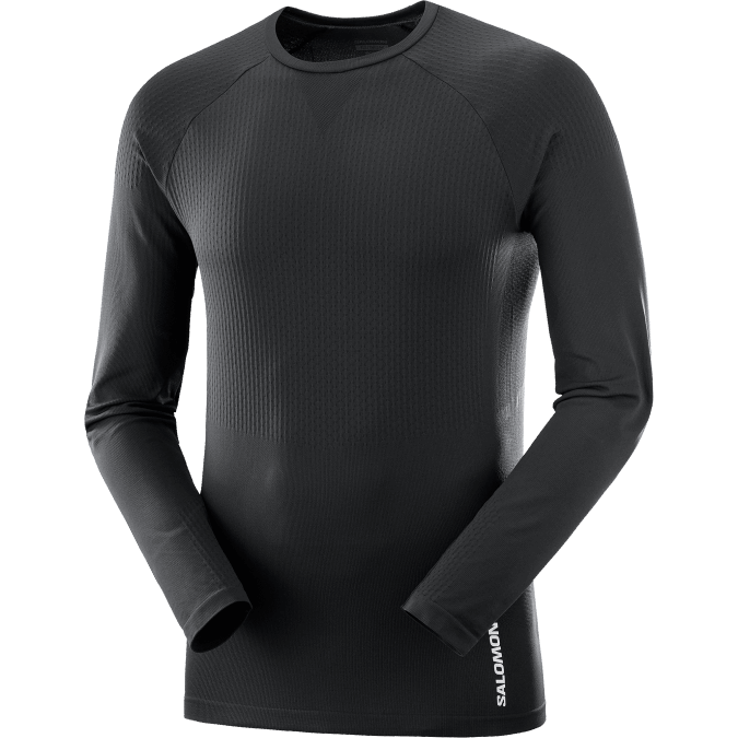Men\'s Long Sleeve T-Shirt - Sense Aero Seamless V42L230 Salomon Deep Black - Salomon Australia