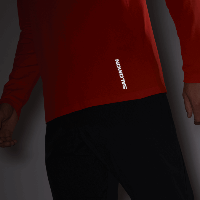 Men\'s Long Sleeve T-Shirt - Sense Aero Seamless V42L231 Salomon Fiery Red - Salomon Australia