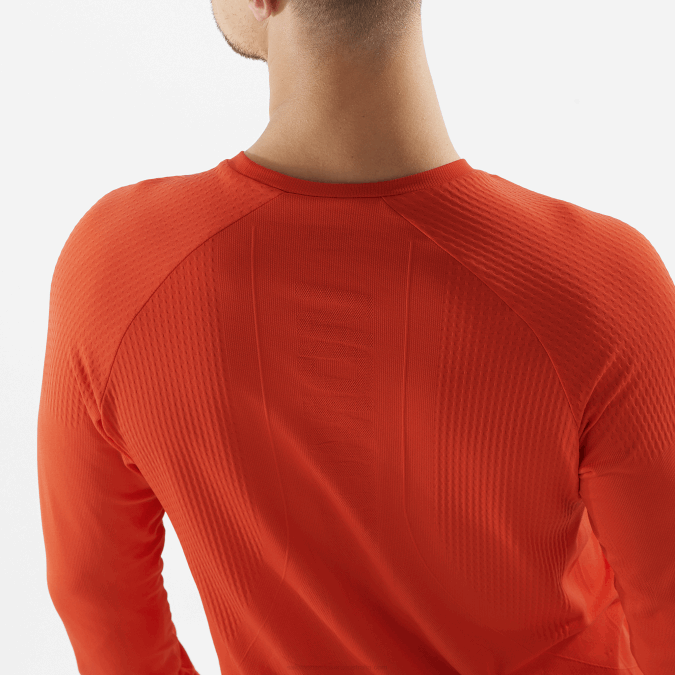 Men\'s Long Sleeve T-Shirt - Sense Aero Seamless V42L231 Salomon Fiery Red - Salomon Australia