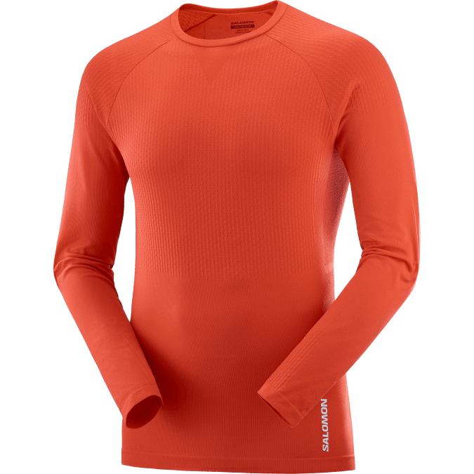 Men\'s Long Sleeve T-Shirt - Sense Aero Seamless V42L231 Salomon Fiery Red - Salomon Australia