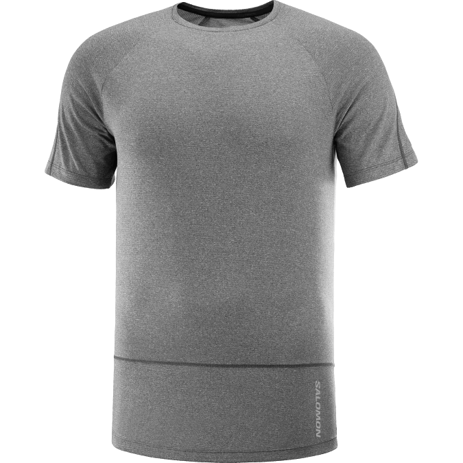 Men\'s Short Sleeve T-Shirt - Cross Run V42L232 Salomon Deep Black/Heather - Salomon sneakers Australia
