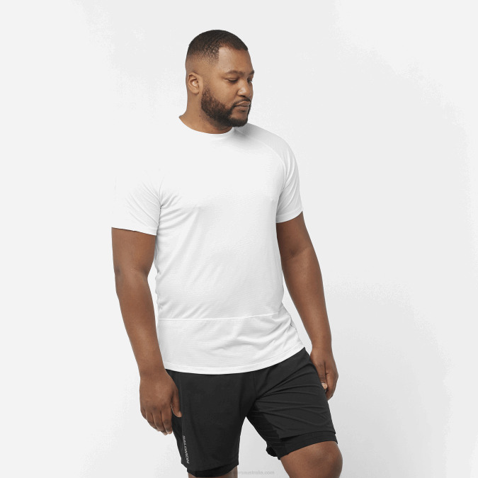 Men's Short Sleeve T-Shirt - Cross Run V42L234 Salomon White - Salomon shoes