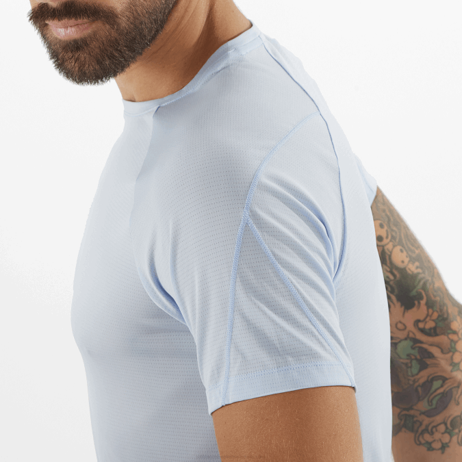 Men\'s Short Sleeve T-Shirt - Cross Run V42L235 Salomon Chambray Blue/Heather - Salomon Australia