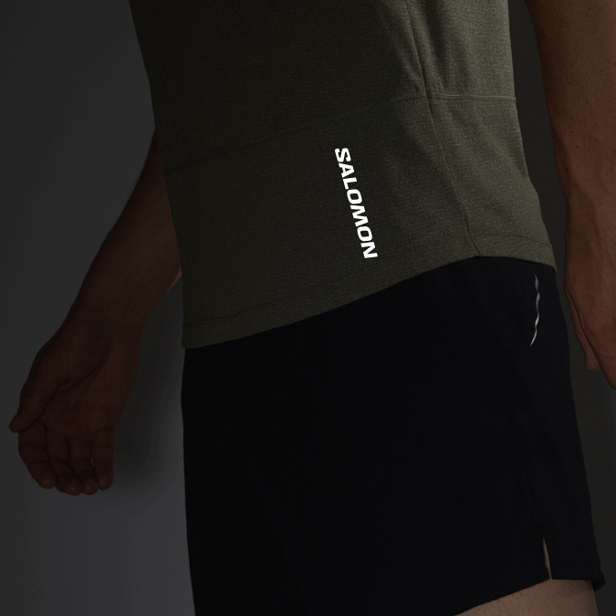 Men\'s Short Sleeve T-Shirt - Cross Run V42L237 Salomon Grape Leaf/Heather - Salomon shoes