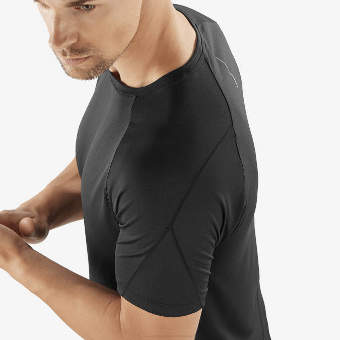 Men\'s Short Sleeve T-Shirt - Cross Run V42L238 Salomon Deep Black - Salomon Australia