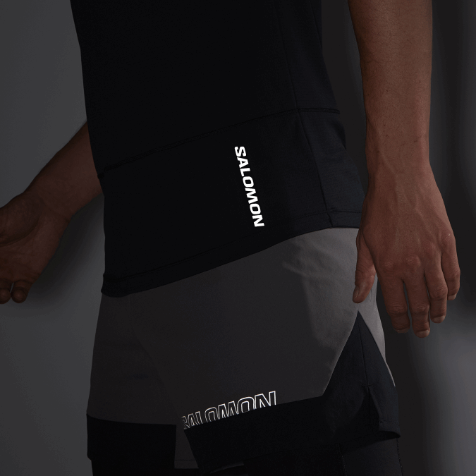 Men\'s Short Sleeve T-Shirt - Cross Run V42L238 Salomon Deep Black - Salomon Australia